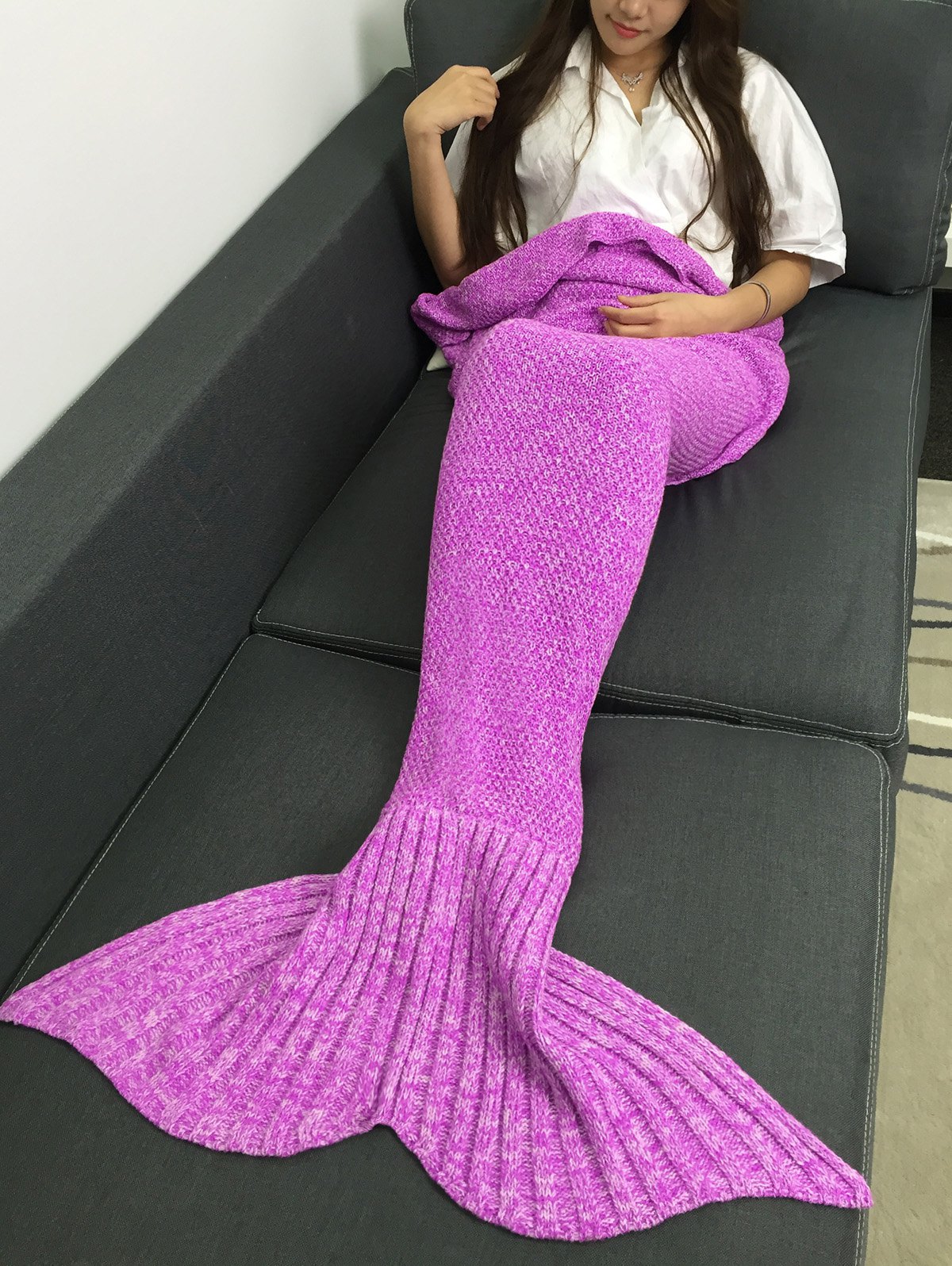 Soft Sleeping Bag Sofa Knitting Mermaid Blanket