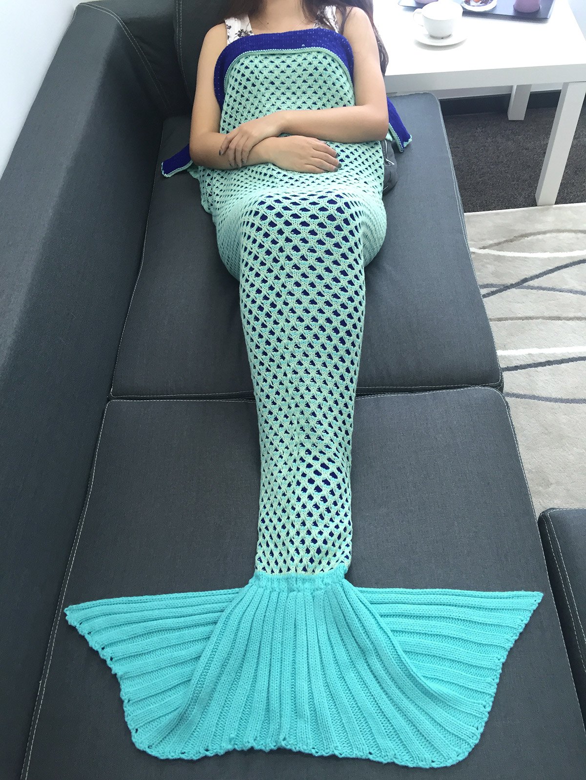 Creative Crochet Knitting Hollow Out Mermaid Blanket