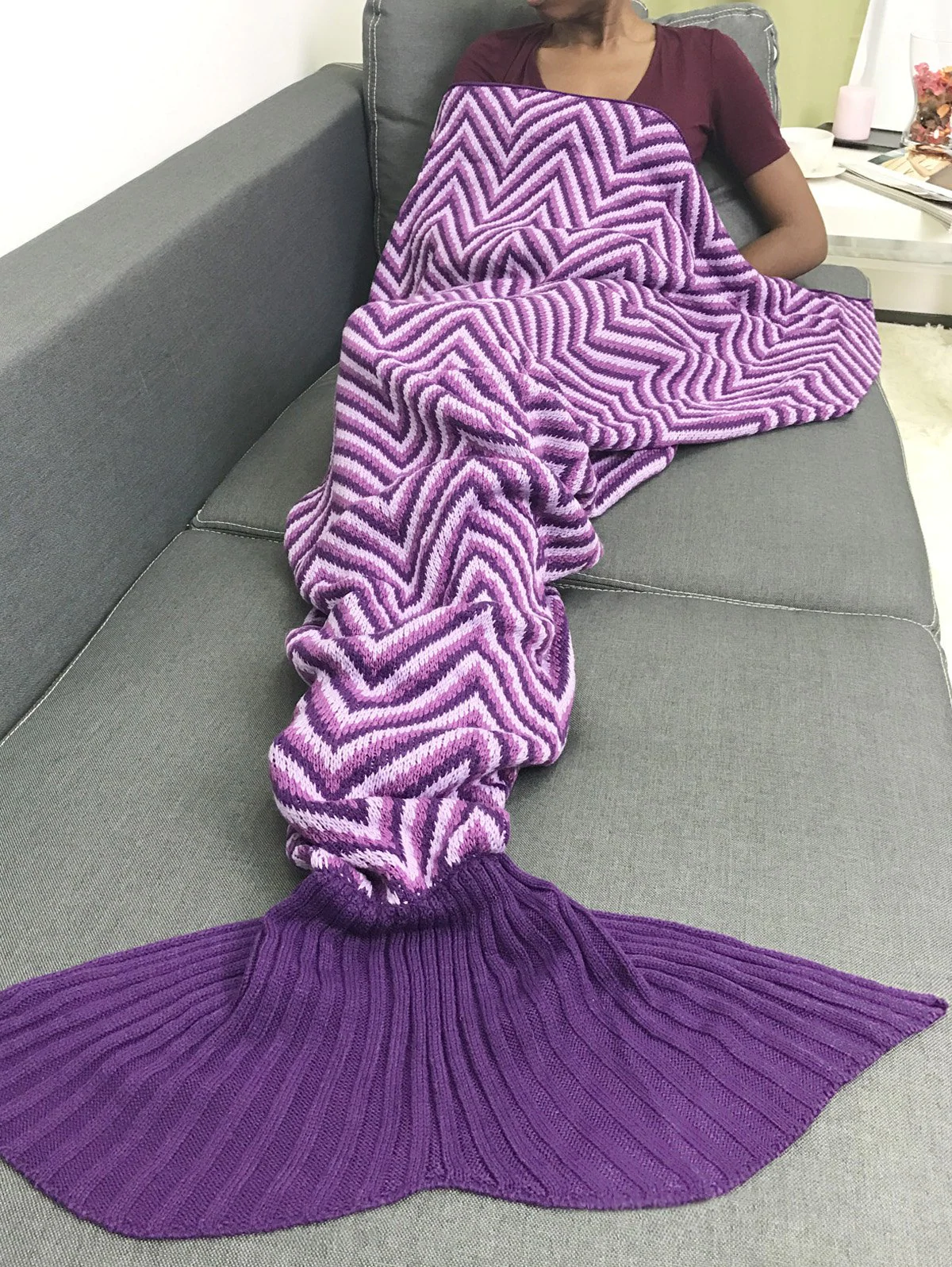 Knitting Geometry Stripe Wrap Mermaid Blanket