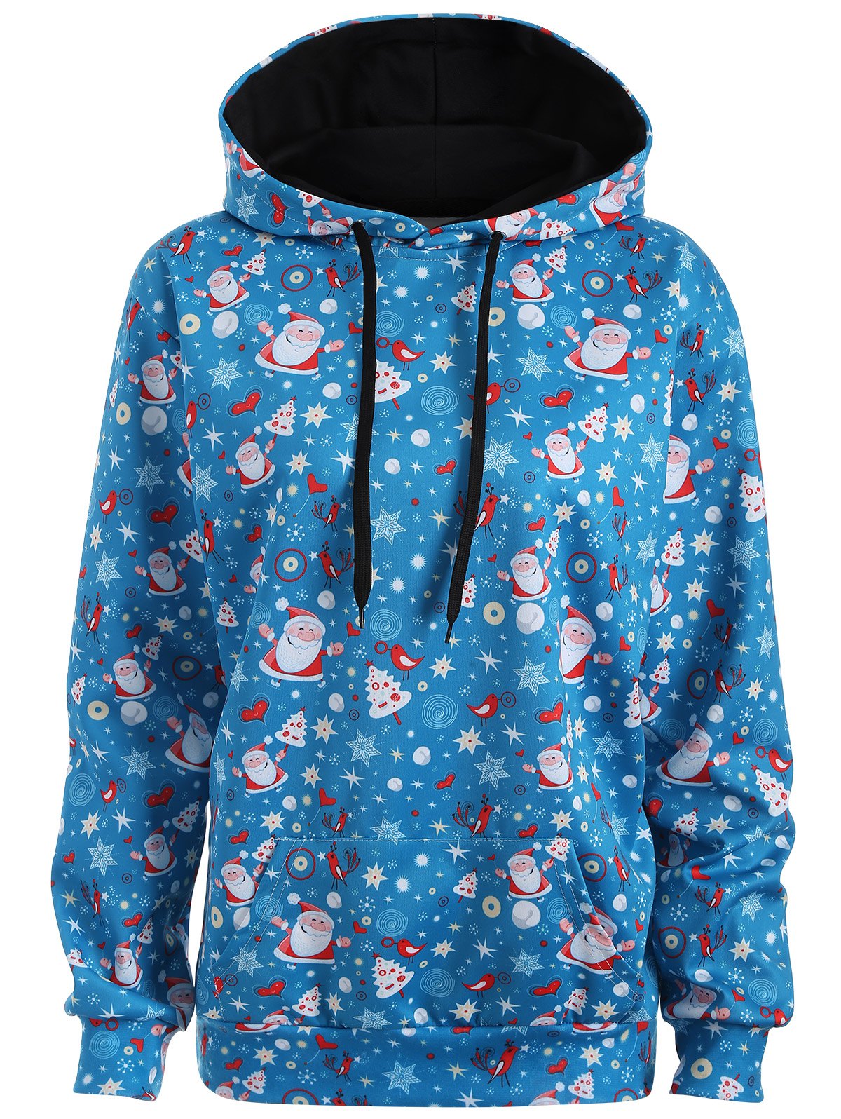 Plus Size Santa Claus Kangaroo Pocket Patterned Hoodies