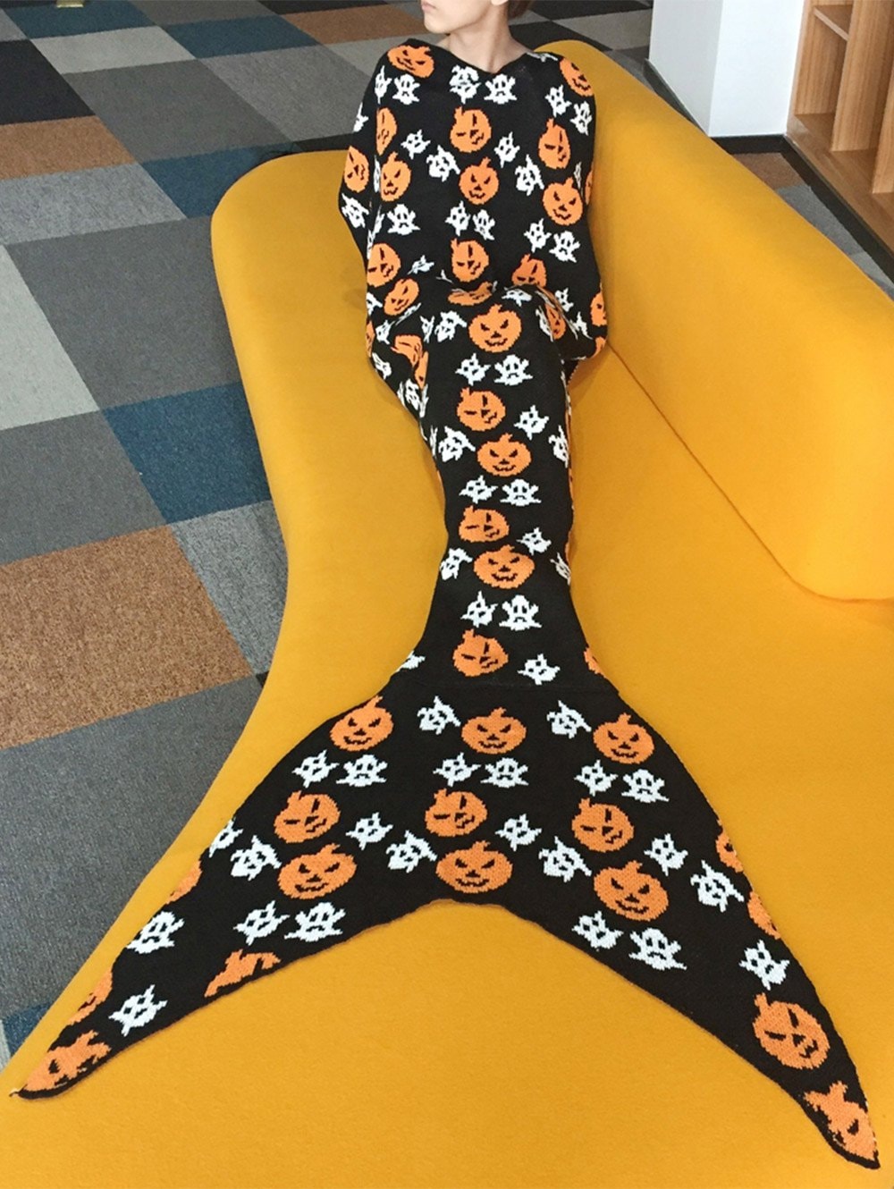 Halloween Pumpkin Lantern Design Comfortable Sofa Mermaid Blanke