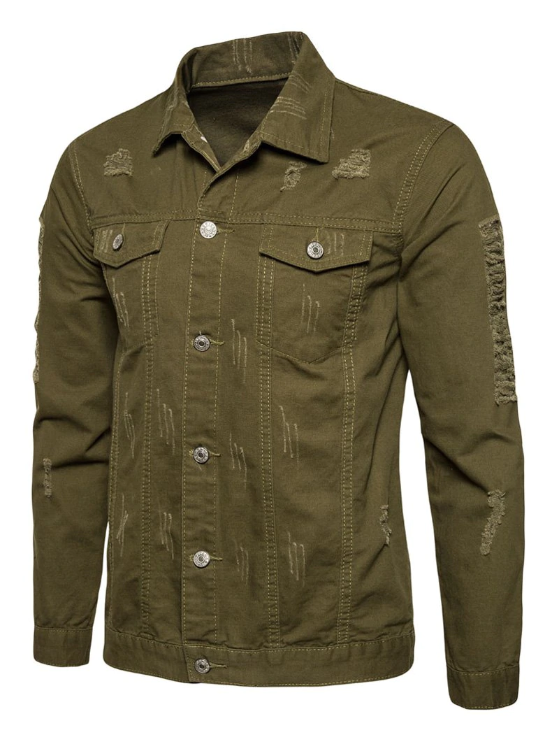 Distressed Button Up Cargo Jacket