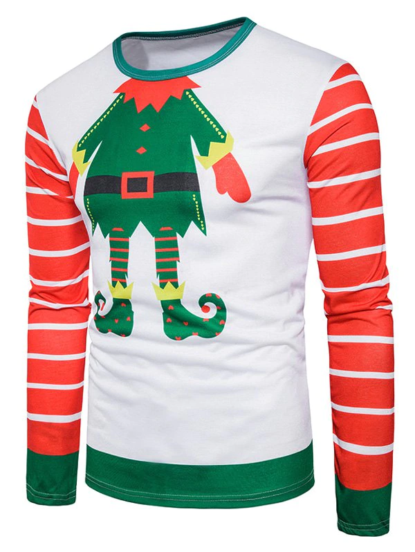 Cartoon Figure Print Christmas Ugly T-shirt