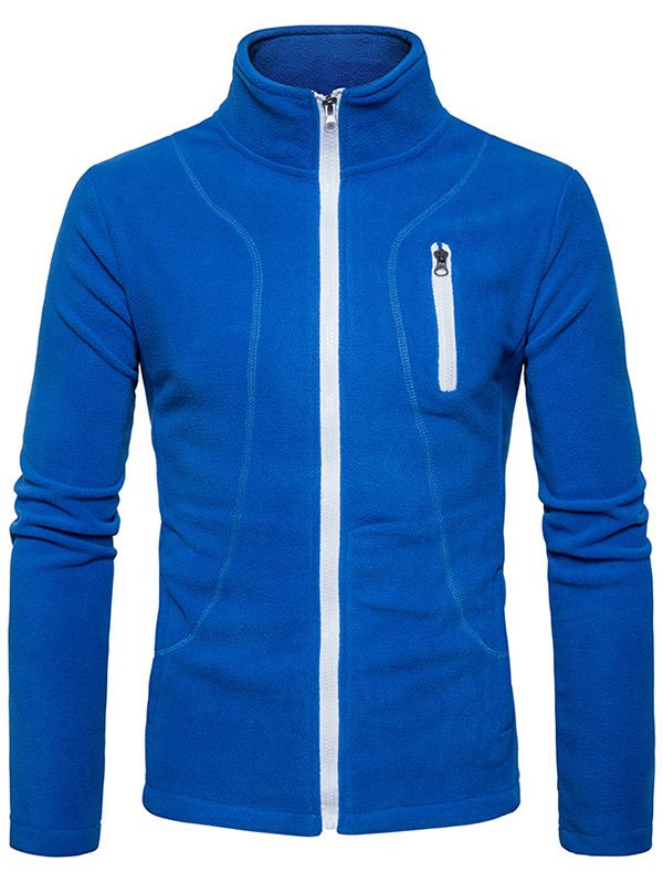 Zipper Up Plain Fleece Jacket