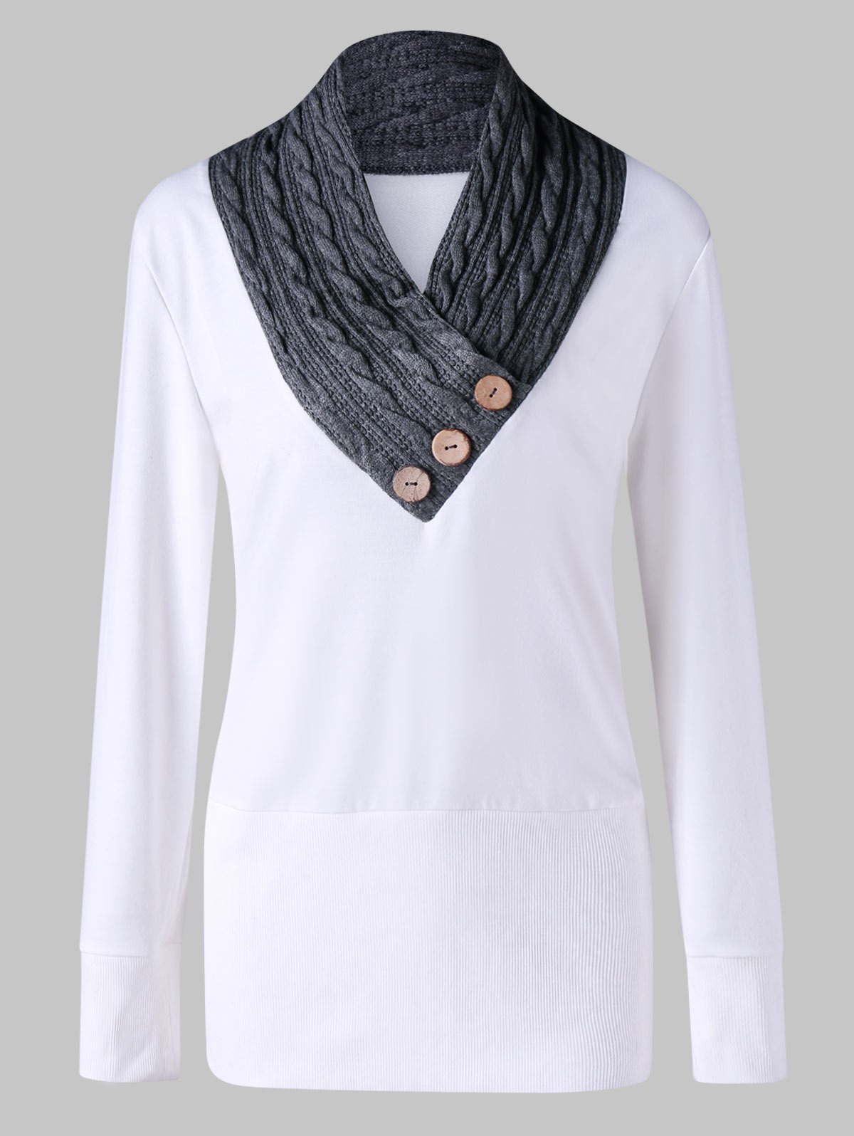 Cable Knit Insert Plus Size Tunic Sweatshirt