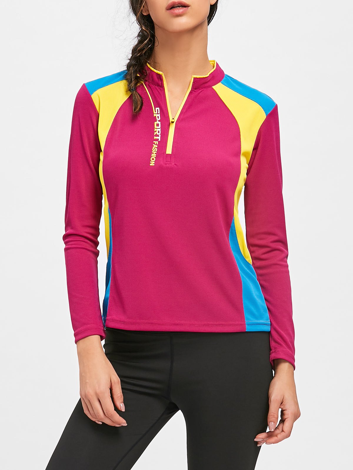 Half Zip Hit Color Cycling T-shirt