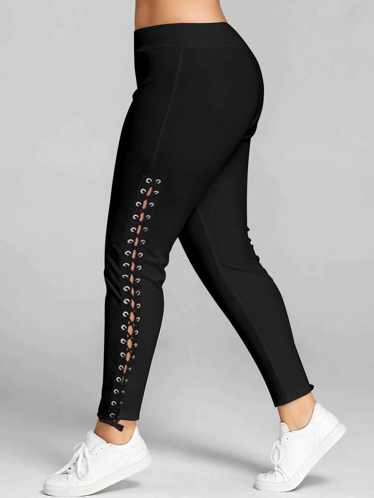 Plus Size Grommet Lace Up Leggings