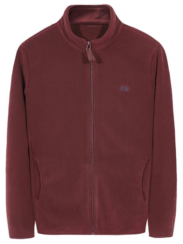 Full Zip Embroidery Detail Fleece Jacket