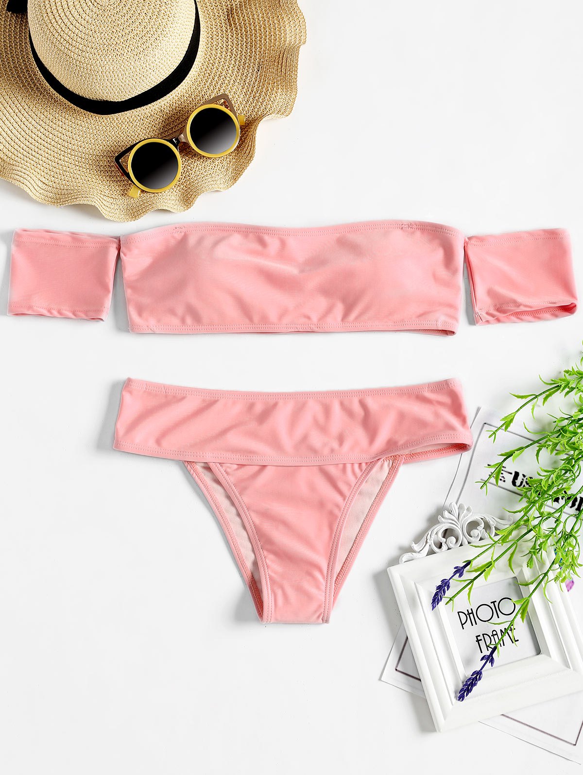 High Cut Bandeau Bikini Swimwear