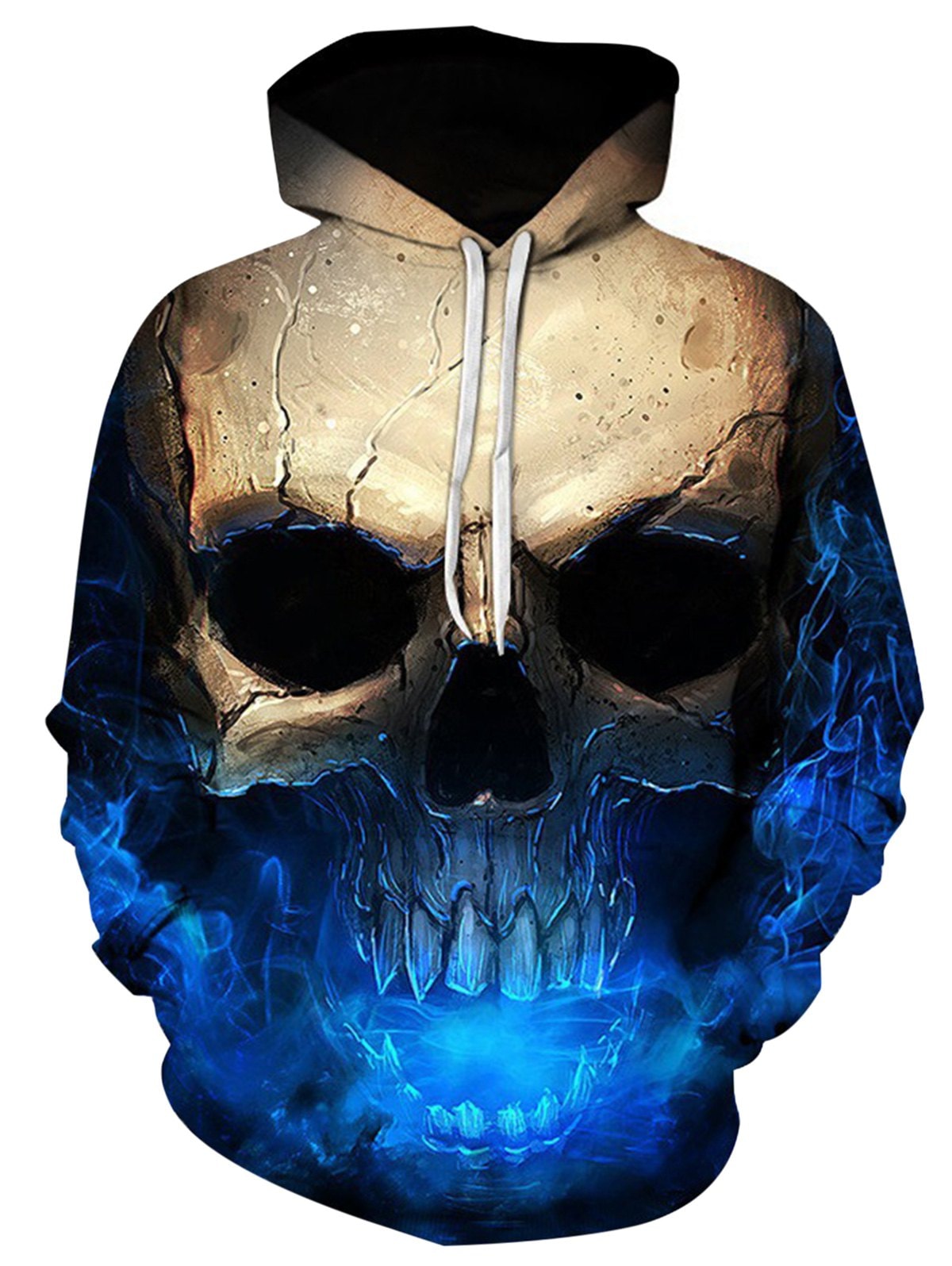 Hooded 3D Skull Print Trippy Hoodie