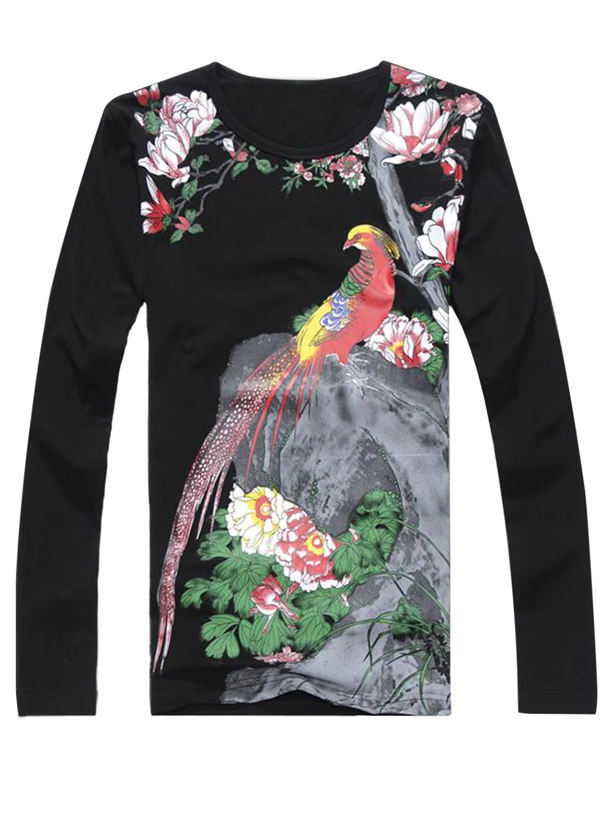 Chinoiserie Phoenix Print Long Sleeve T-shirt