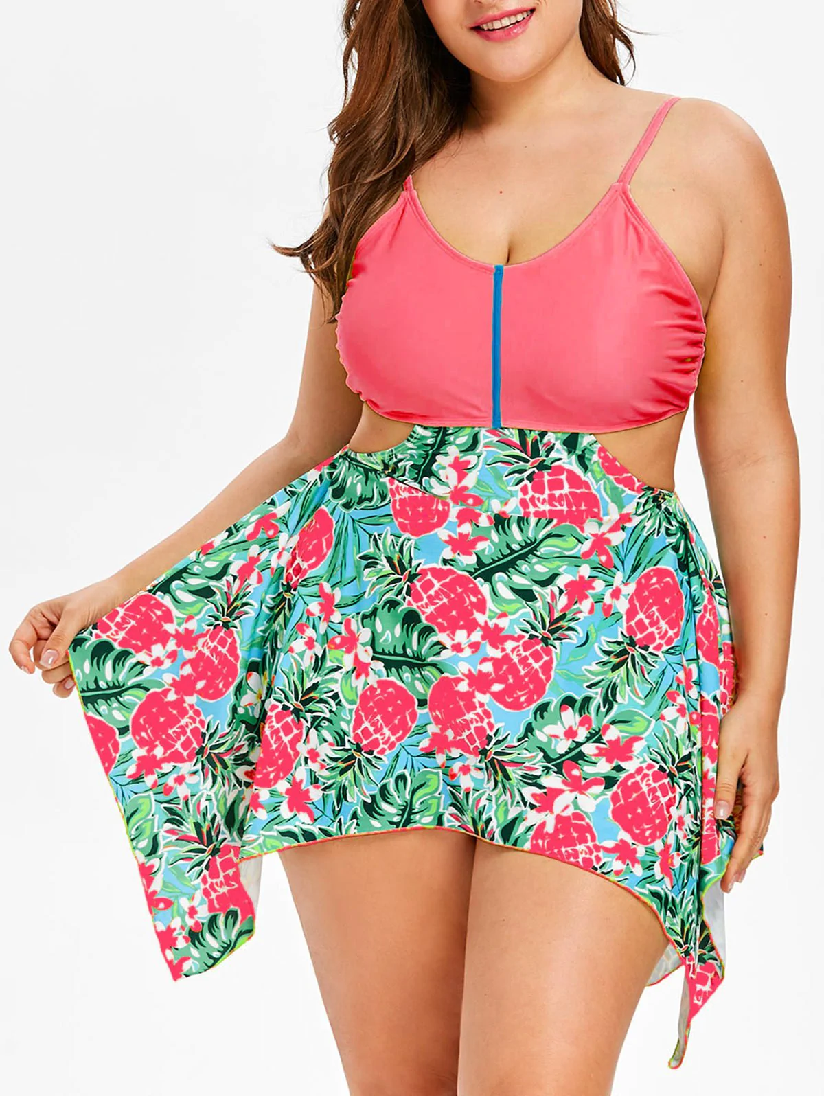 Plus Size Tropical Pineapple Tankini Set