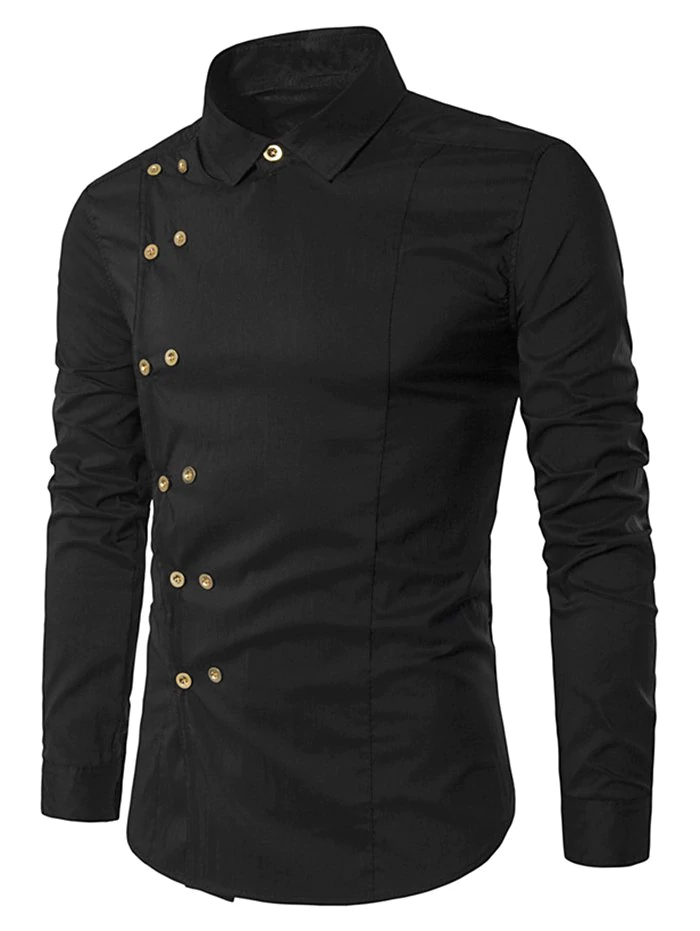 Double-breasted Button Embellished Shirt