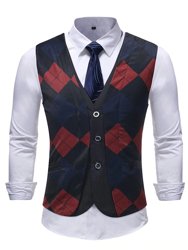 False Two-piece Casual Men's Suit Waistcoat for Formal Wear Wedd