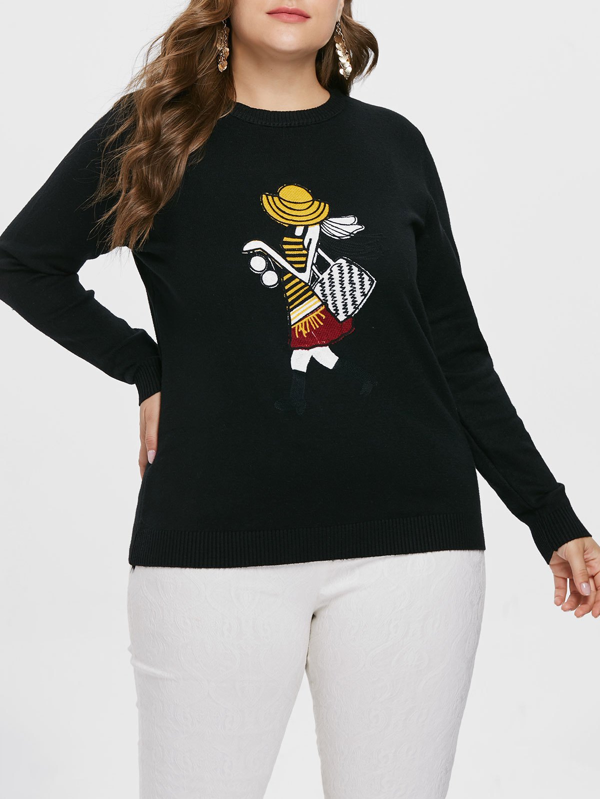 Plus Size Fitted Graphic Sweater