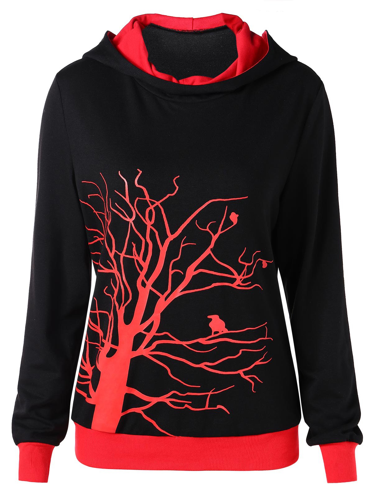 Tree Print Hit Color Hoodie