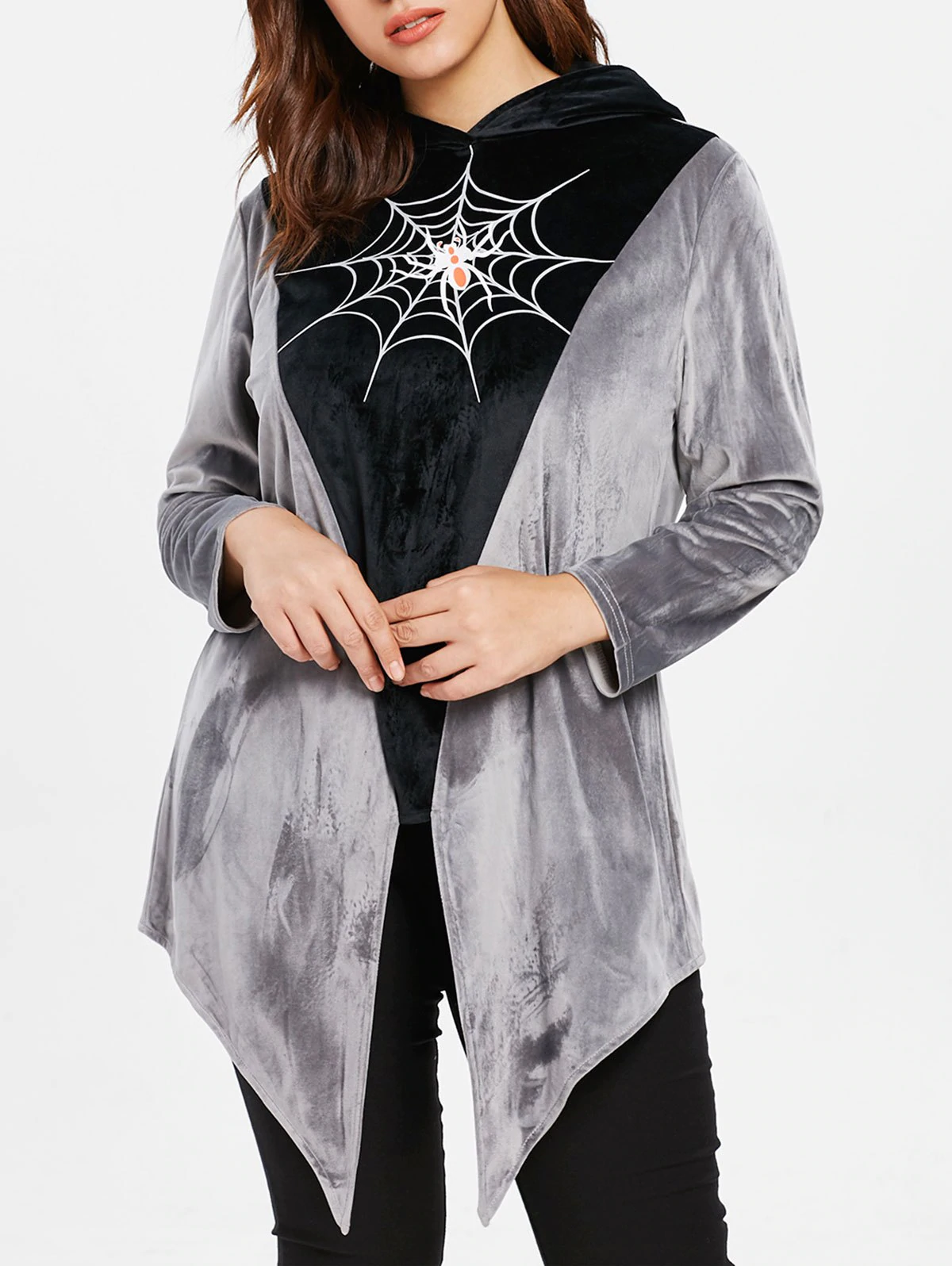 Asymmetrical Plus Size Spider Web Hoodie