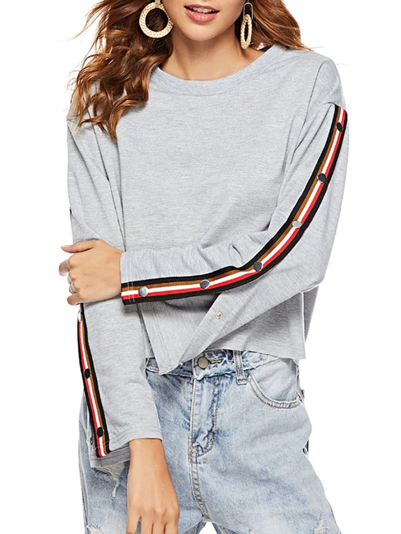 Split Sleeves Cropped Sweatshirt