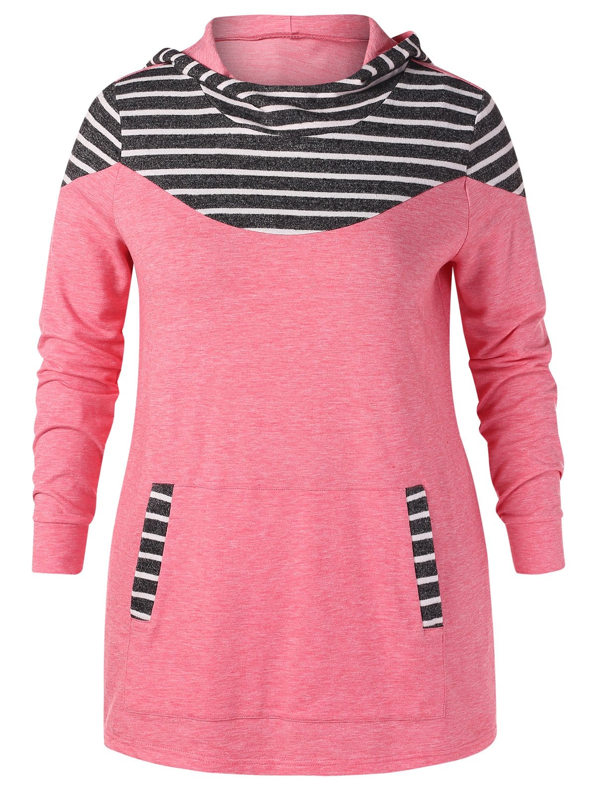 Plus Size Striped Longline Hoodie