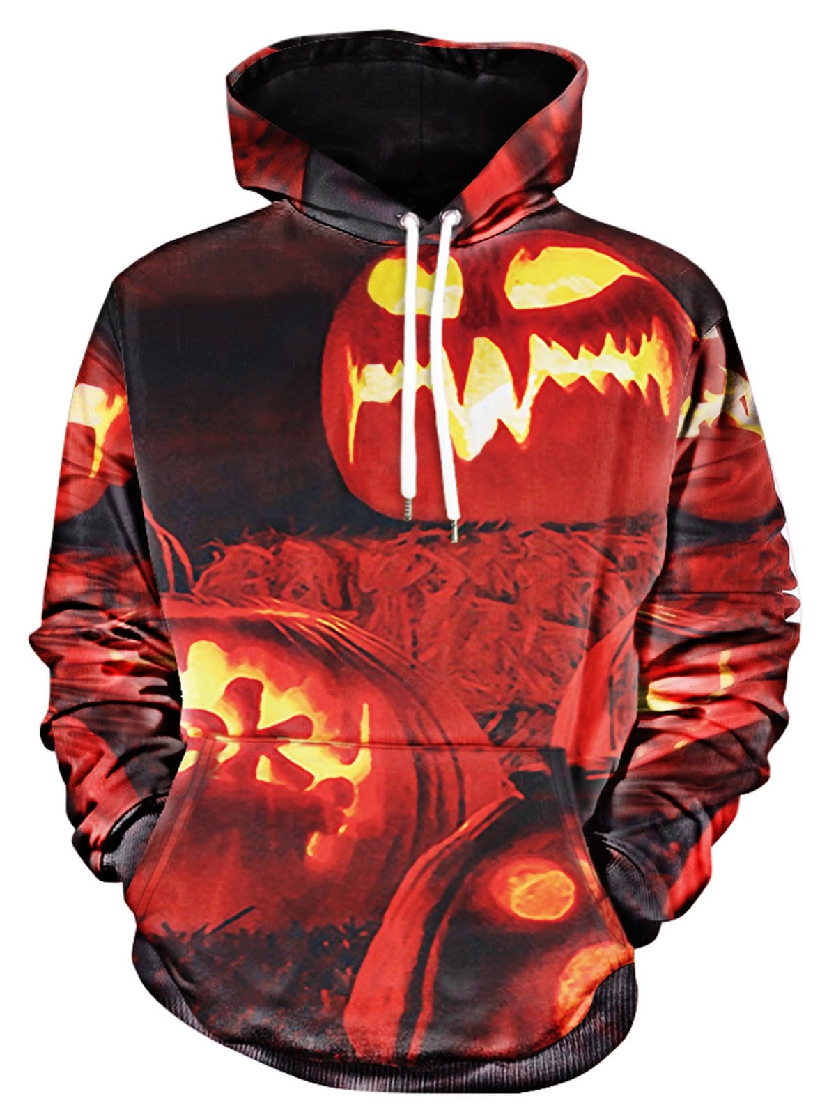 Pumpkin Print Halloween Pullover Hoodie