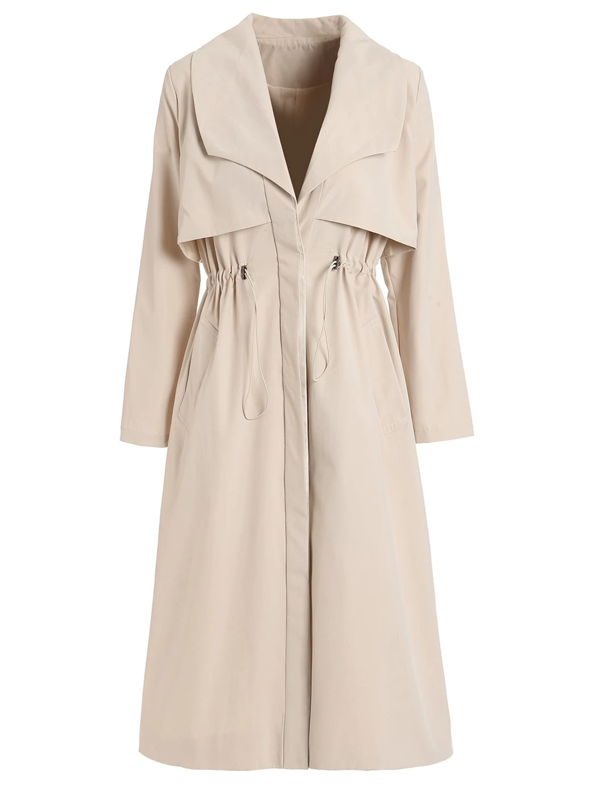 Drawstring Longline Boyfriend Trench Coat