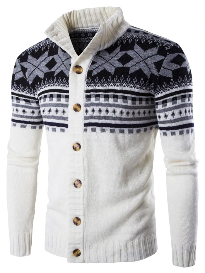 Christmas Geometric Snowflake Pattern Knitted Cardigan