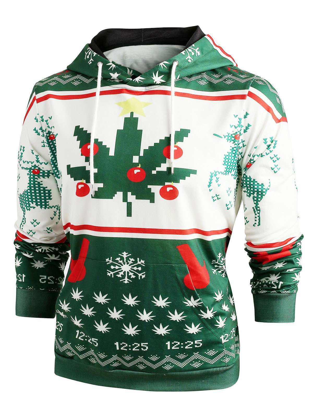 Christmas Snowflake Print Long Sleeve Hoodie