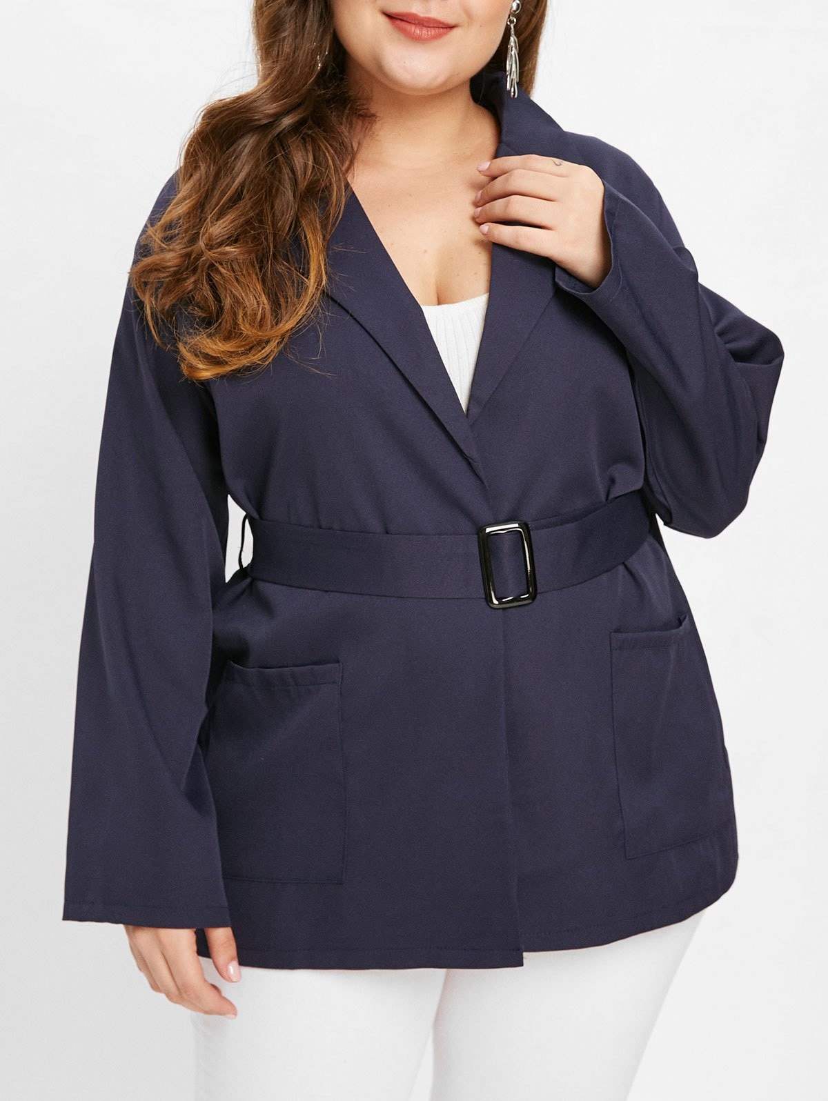 Plus Size Longline Collarless Coat