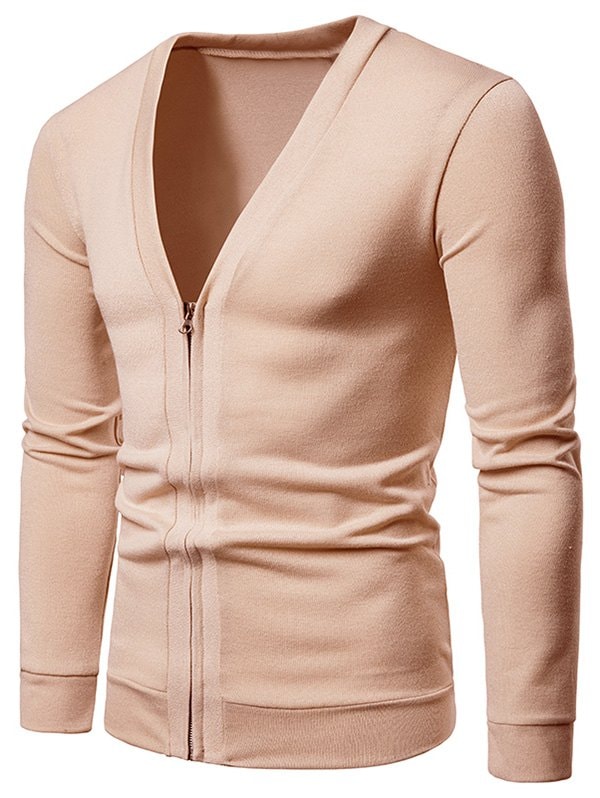 V Neck Casual Zipper Jacket