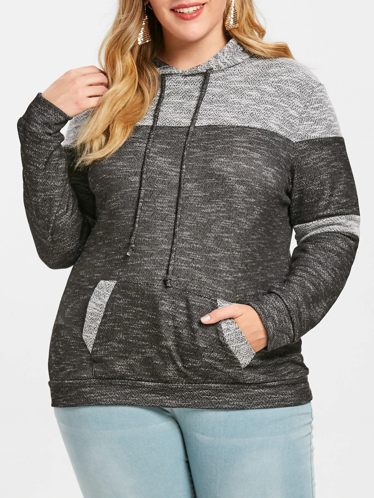 Pouch Pocket Plus Size Pullover Hoodie