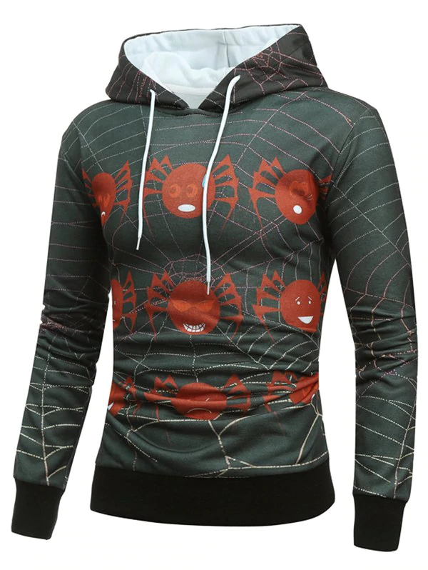 Halloween Spider Web Drawstring Hoodie