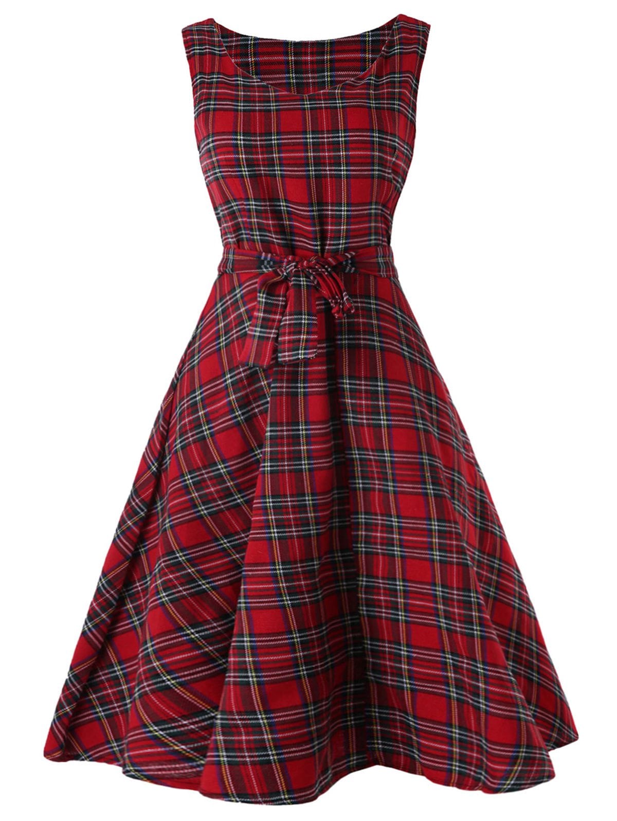 leeveless Tartan Skater Dress