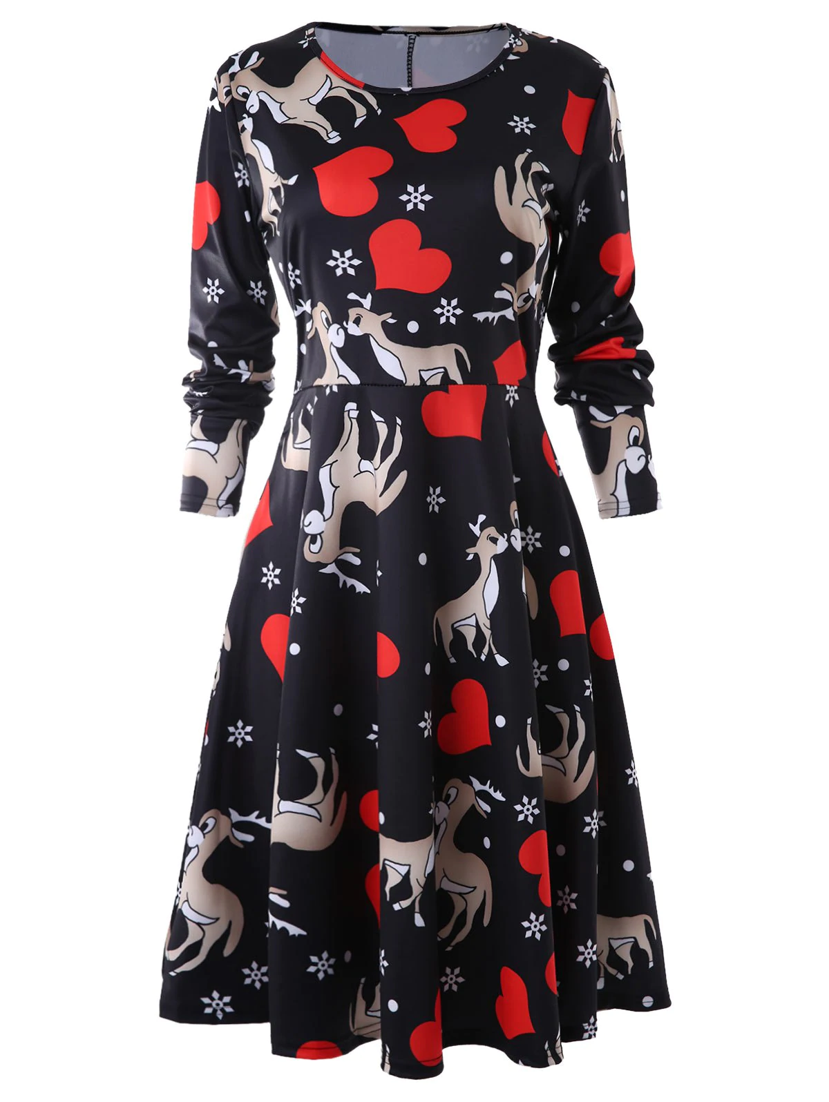 Heart Deer Print Sewing Dress