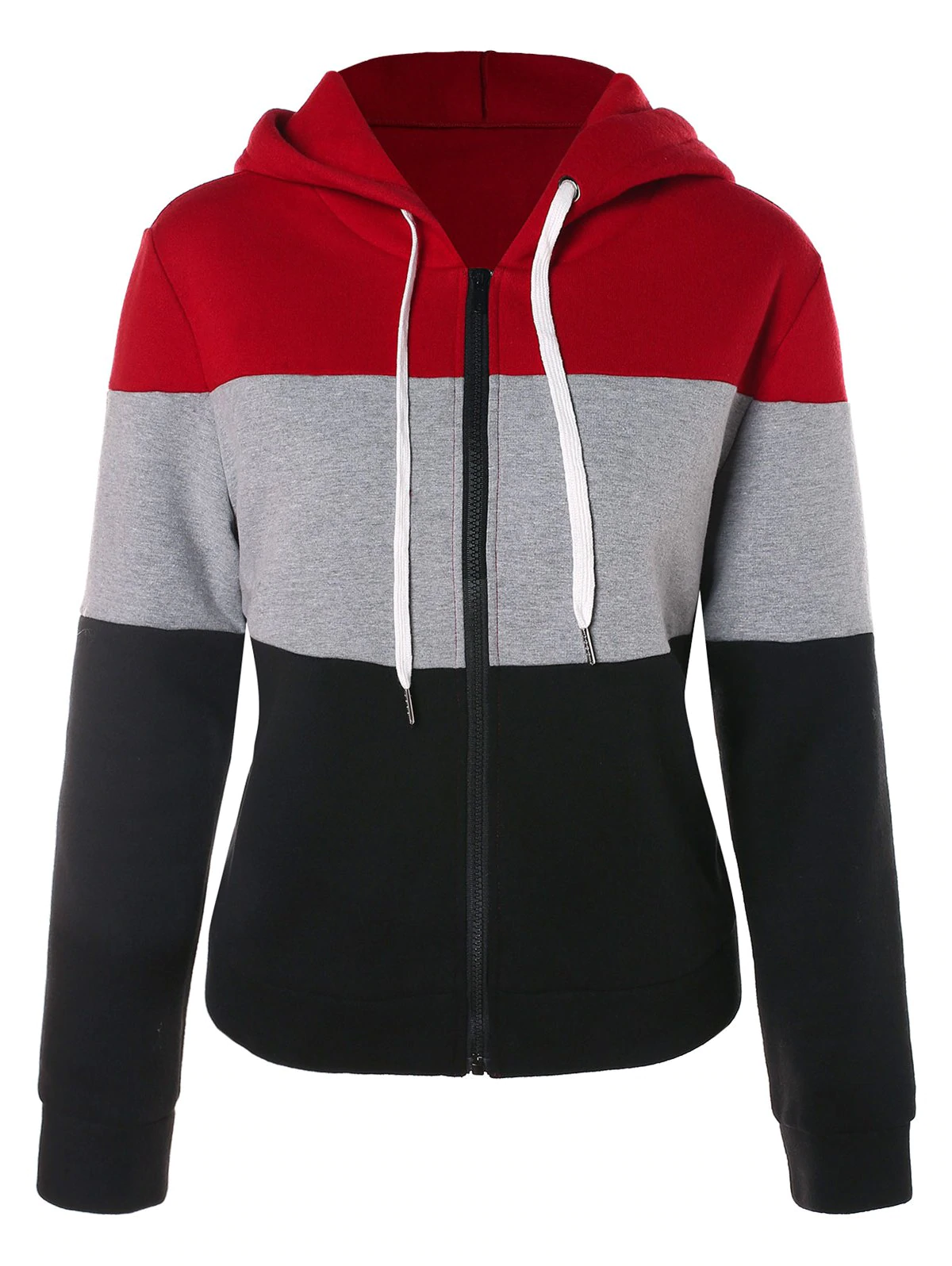 Hit Color Zip Fly Hoodie