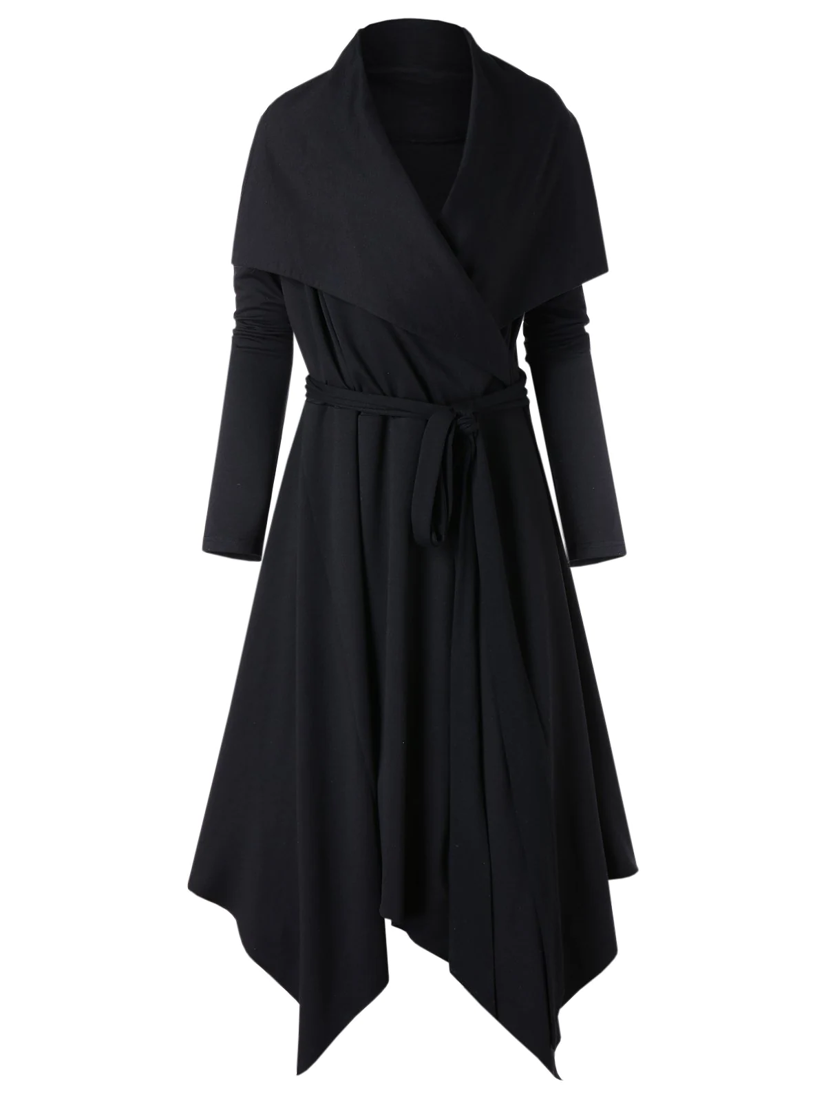 Plus Size Turn Down Collar Asymmetrical Coat