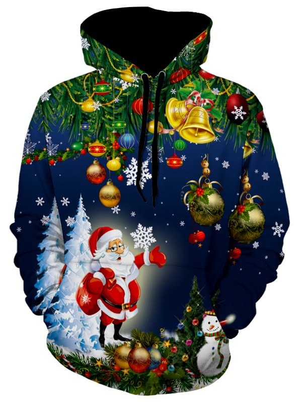 Santa Claus Snowflake Pattern Hoodie