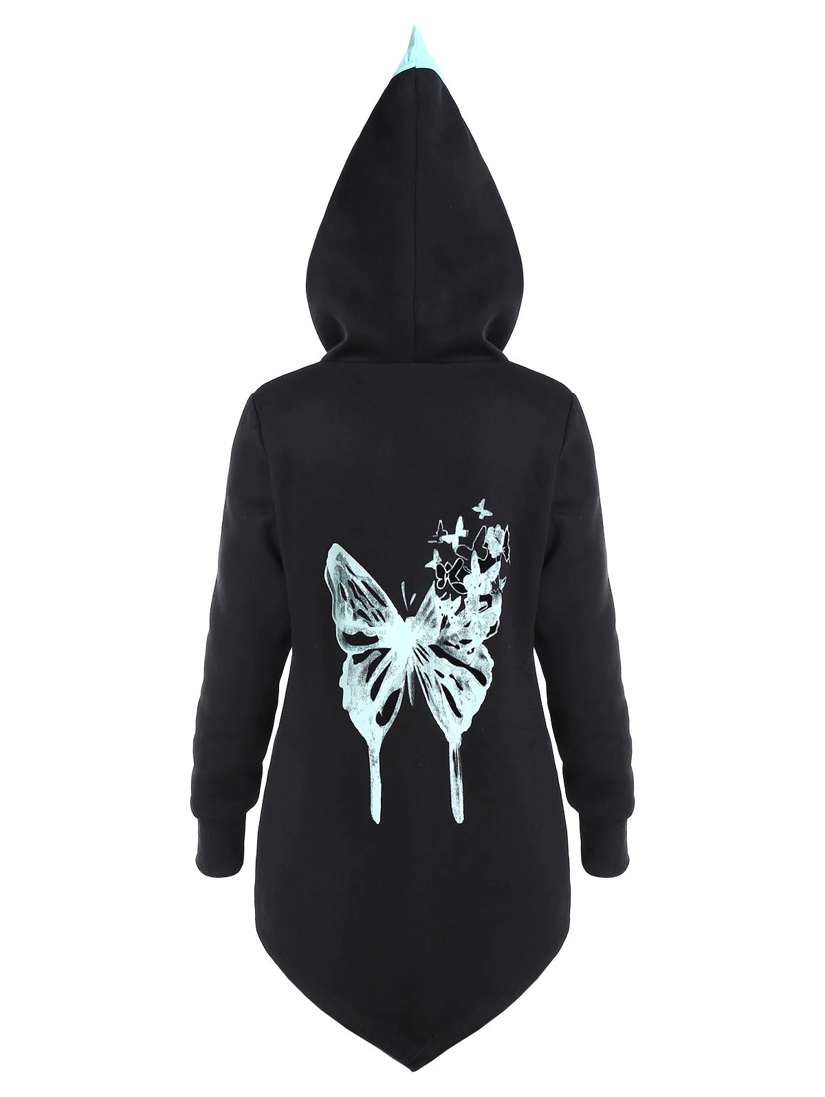 Asymmetric Colorblock Butterfly Print Hoodie