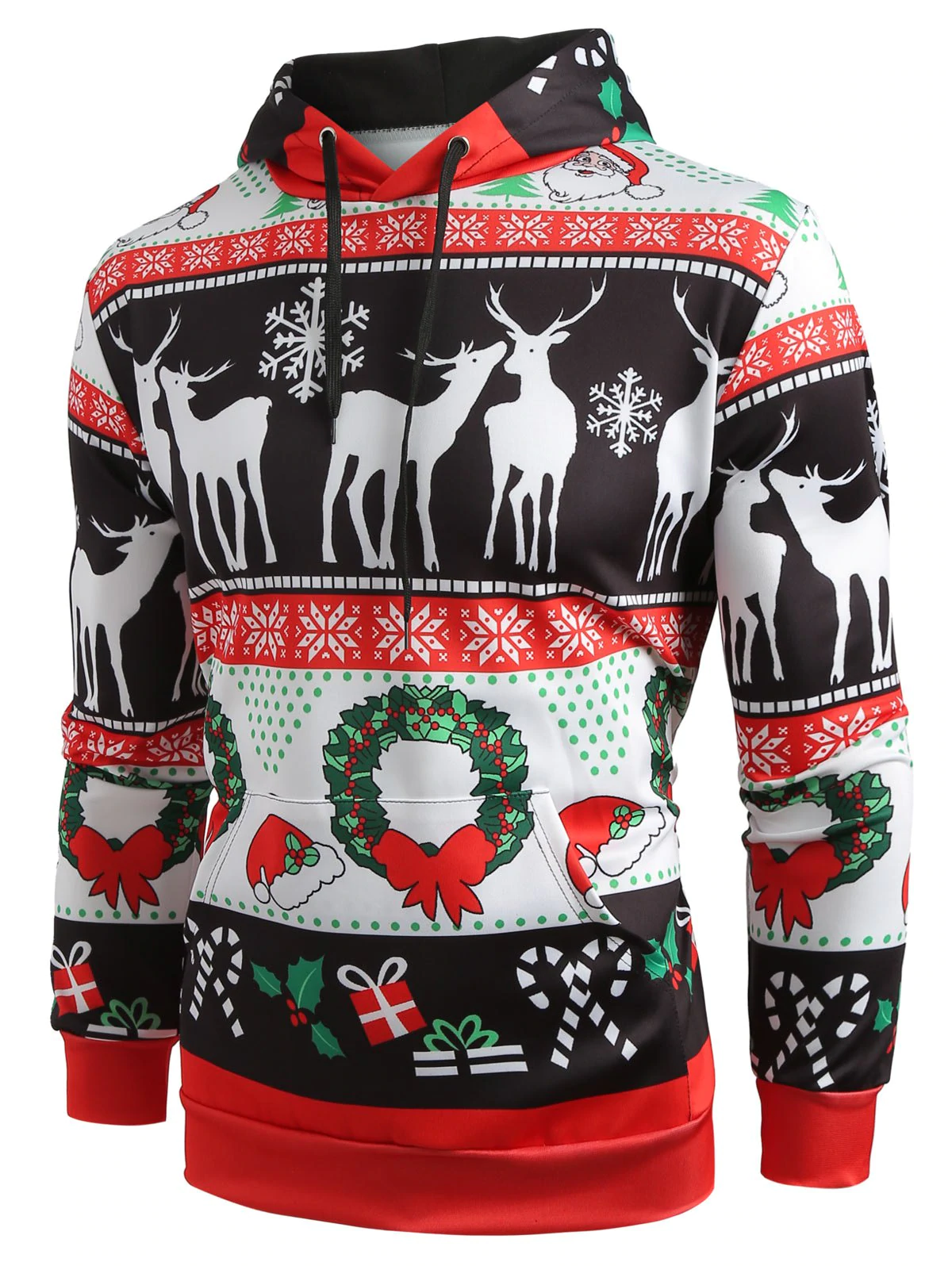 Christmas Pattern Printed Pullover Hoodie