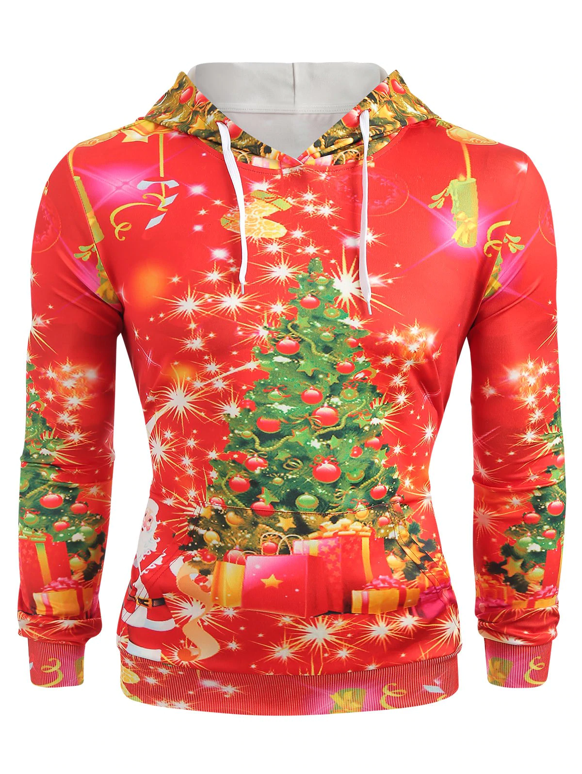 Christmas Tree Print Long Sleeve Hoodie