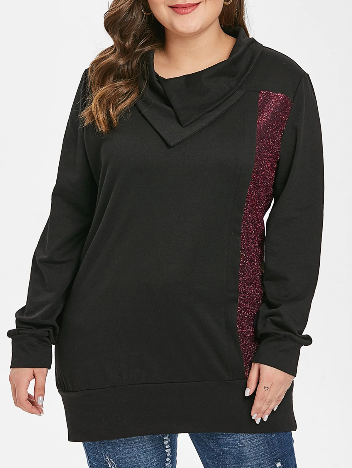 Plus Size Pullover Contrast Sweatshirt