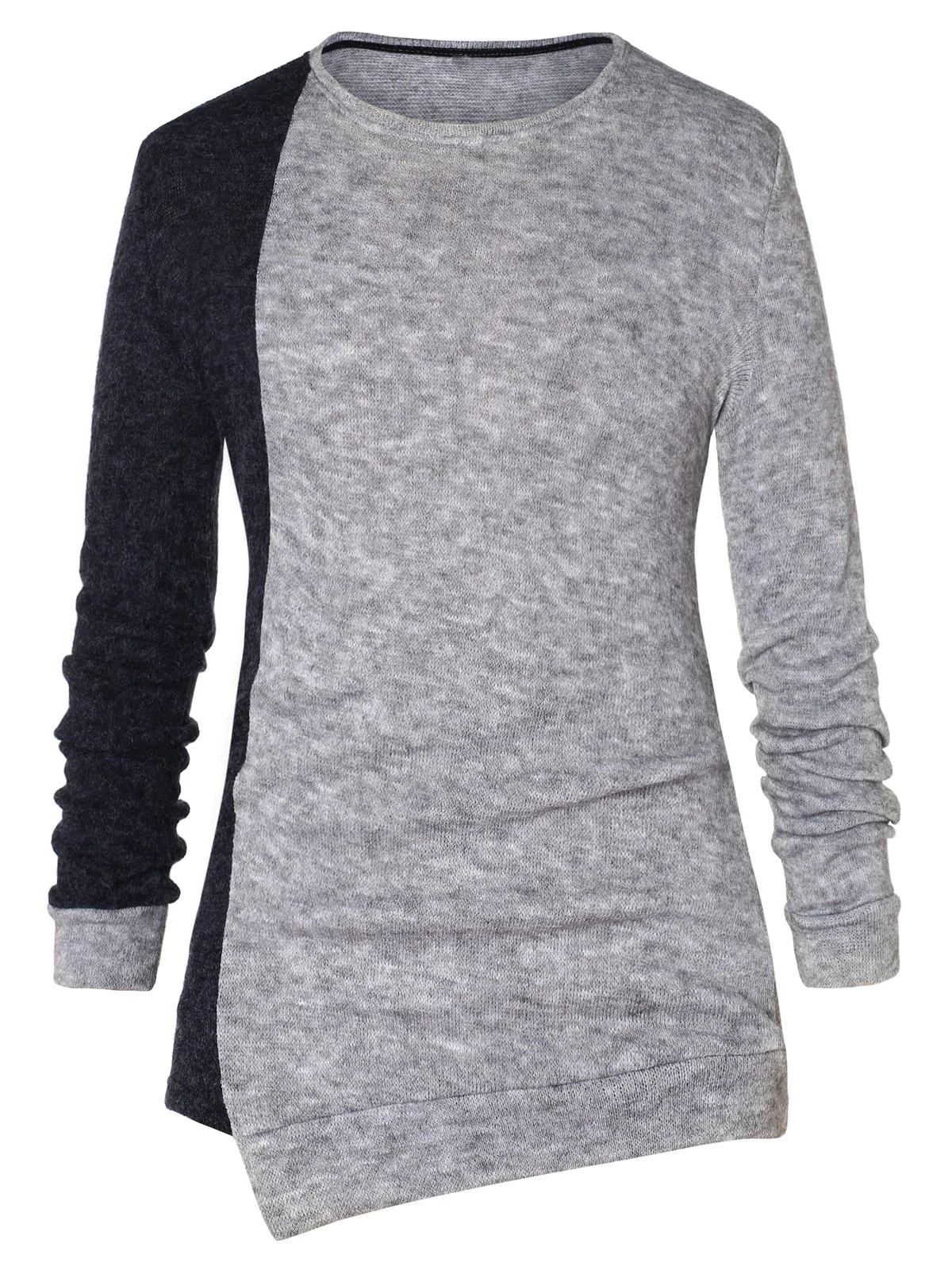 Asymmetric Color Block Pullover Sweater