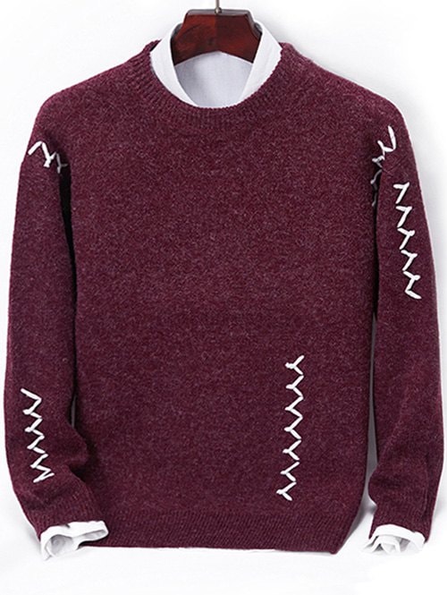 Contrast Zigzag Line Detail Knit Sweater