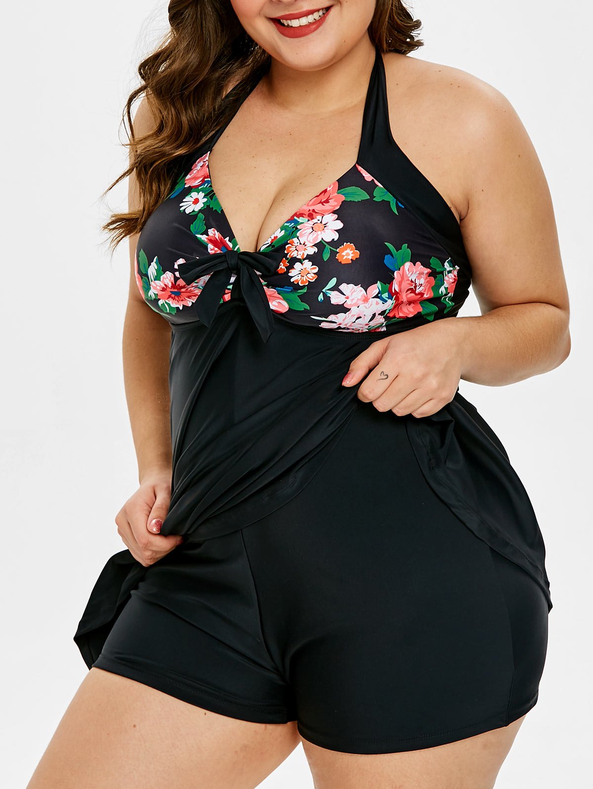 Plus Size Floral Print Padded Swimsuit