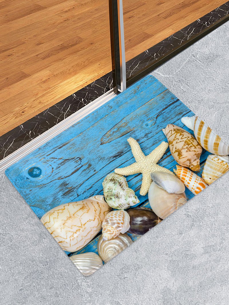 Starfish Wooden Pattern Print Floor Mat