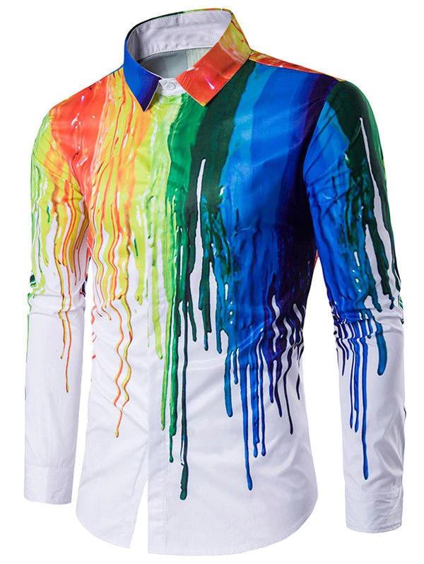 Casual Paint Splatter Long Sleeve Shirt