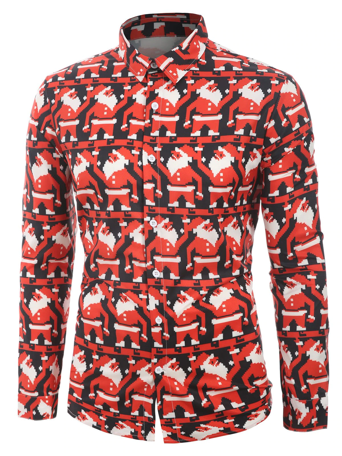 Santa Claus Print Long Sleeves Shirt