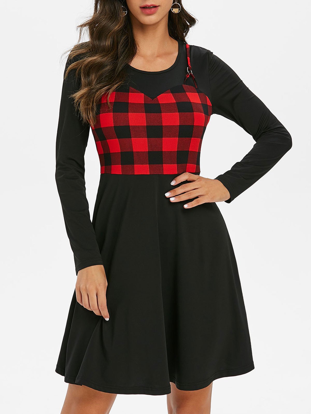 Plaid Mini A Line Dress