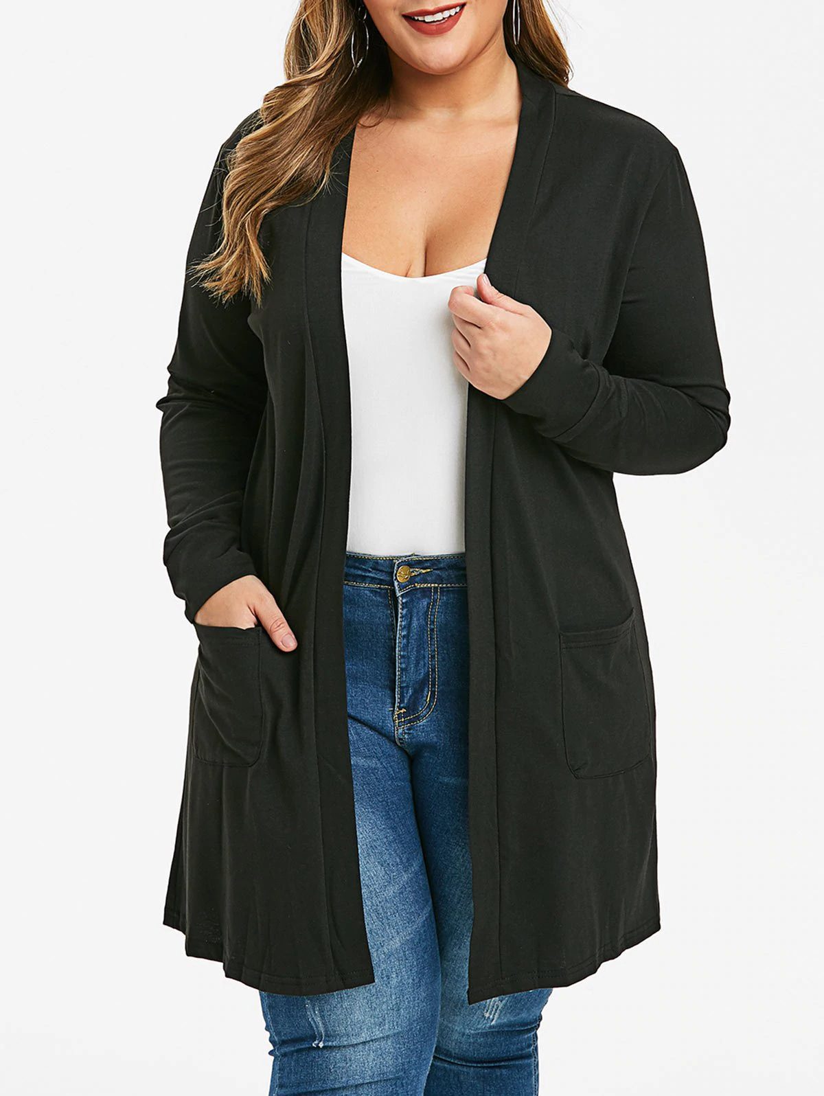 Plus Size Open Front Cardigan