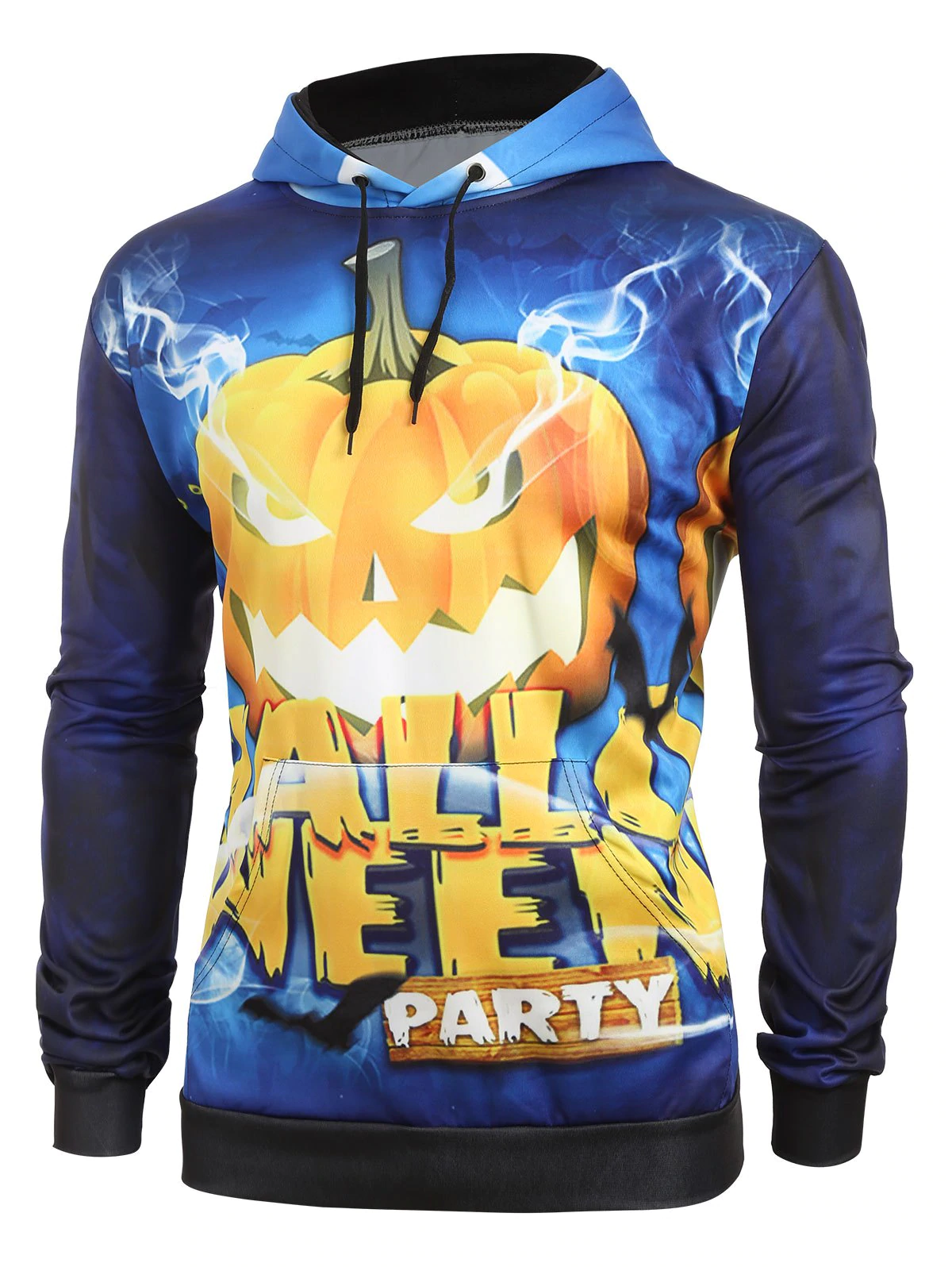 Moon Night Pumpkin Halloween Party Kangaroo Pocket Hoodie