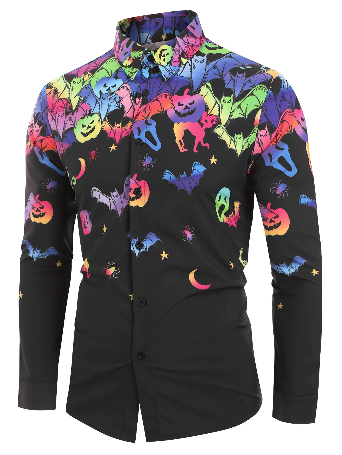 Halloween Bat Pumpkin Print Long-sleeved Shirt